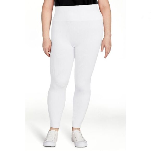 White Seamless Ribbed Leggings, 1-Pack Size 2X/3X - Picture 6 of 12